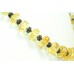 Handcrafted Necklace 925 Sterling Silver Yellow Fossil Amber Stones 17.3" Long